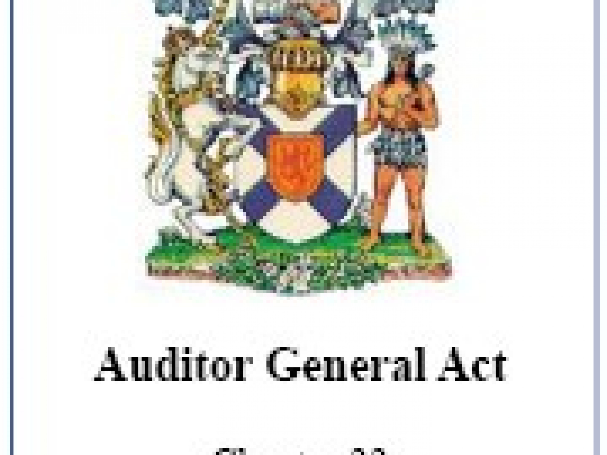 Auditor General Act coat of arms with text "Chapter 33 of the Acts of 2010"